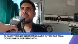 El caucetero que llegó manejando el tren que traía donaciones a su pueblo natal