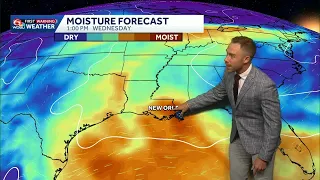 Scattered storms through Wednesday ahead of drier, less muggy days late week!