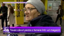 O bucată din tavanul unui supermarket a căzut peste o femeie în București