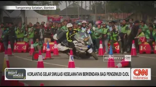 Korlantas Polri Gelar Simulasi Keselamatan Berkendara Bagi Pengemudi Ojol - Right Angle