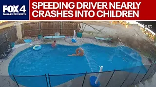 Children in pool nearly hit by speeding Fort Worth driver