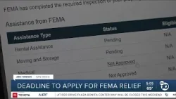 Deadline to apply for FEMA relief