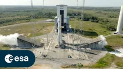 Hot-fire test of Ariane 6 core stage on launch pad