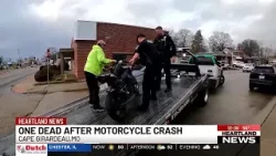 Motorcyclist killed in crash involving utility pickup truck