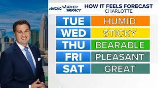 Warm and humid with scattered showers and storms