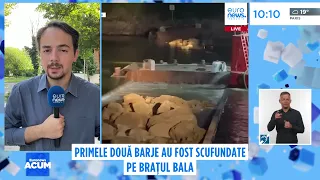 Două barje au fost scufundate în Dunăre pentru a redirecționa apa către Cernavodă