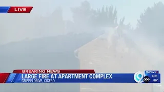 Firefighters continue to take on blaze at Cicero apartment complex