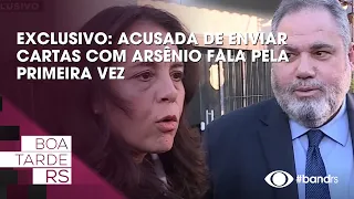 Exclusive: woman accused of sending arsenic-laced letters speaks for the first time.