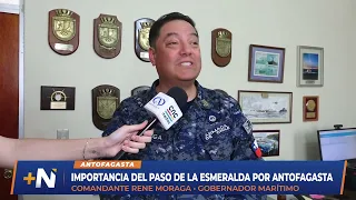 Esmeralda training ship sailed through the bay of Antofagasta