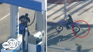Dirt bike rider stops for gas, cuts through parks during LA chase