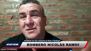 Noetinger: Accidente entre dos camiones en Ruta Provincial 2