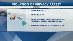 Man, 22, arrested for alleged violation of privacy in Waikiki