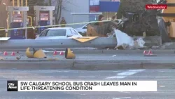 SW Calgary School bus crash leaves man in life-threatening condition