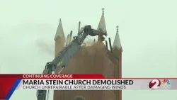 Belltower of historic Maria Stein church demolished Belltower of historic Maria Stein church demolished