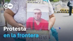 Colombianos exigen en la frontera la libertad de sus familiares presos en Venezuela Colombianos exigen en la frontera la libertad de sus familiares presos en Venezuela