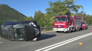 Accident on the Pian d'Assino bypass, car overturned