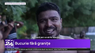 Cum se distrează și răcoresc muncitorii străini alături de localnici, pe un râu din Ilfov