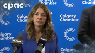 Premier Danielle Smith speaks with reporters at the Calgary Chamber of Commerce – September 22, 2026