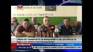 Barquisimeto transport lines struggle to reach destinations after heavy rains