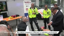 Road safety, the lesson takes place in the square in Milan