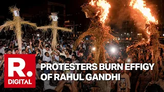 Jharkhand Protesters Burn Effigies of Rahul Gandhi and CM Hemant Soren in Ranchi