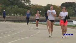 Chicago Marathon runners warming up ahead of big event