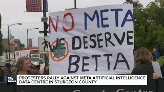 Protesters rally against Meta's AI data centre project in Sturgeon County