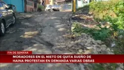 Moradores en el Nieto de Quita Sueño de Haina protestan en demanda de varias obras