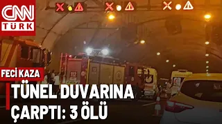 Fatal Accident in North Marmara Highway Tunnel: Car Crashes into Wall and Is Totaled