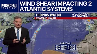 Wind shear impacting 2 Atlantic systems
