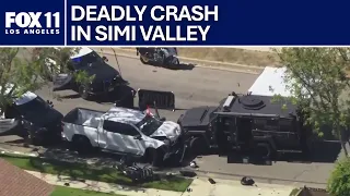 Crash involving pickup truck, police motorcycle in Simi Valley