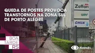 Downed utility poles cause disruptions in the South Zone of Porto Alegre