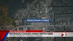 Woman chases man with van
