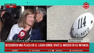 A plaque was unveiled at the place where Indio Solari lived in Paraná