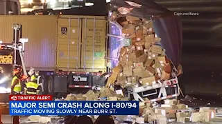 1 injured after 2 semi-trucks crash on I-80/94 in NW Indiana