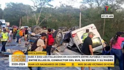 Al menos nueve personas mueren en accidente entre autobús y tráiler, en Quimistán, Santa Bárbara