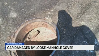 Woman says manhole cover wrecked her car, endangered her