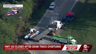 Semi rollover crash sends adult, two children to hospital in Linn County