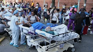 Moments of hospital collapsing in Cali during earthquake in Colombia captured on camera