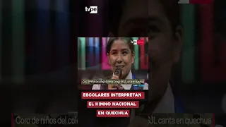Warma yachaqkuna sing the National Anthem in Quechua
