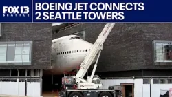 Списанный самолет Boeing установлен между двумя башнями в Сиэтле | FOX 13 Seattle