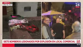 Siete bomberos lesionados por explosión en local comercial en Viña del Mar