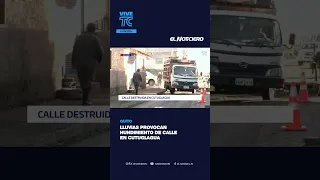Street damaged by rains in southern Quito