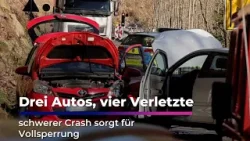 Drei Autos, vier Verletzte – schwerer Crash sorgt für Vollsperrung