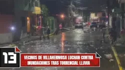 Vecinos de Villahermosa luchan contra inundaciones tras torrencial lluvia