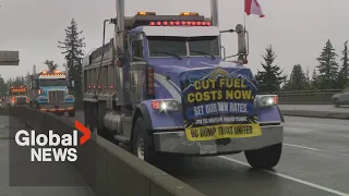 "Everybody is struggling right now": BC truckers protest high diesel prices with convoy