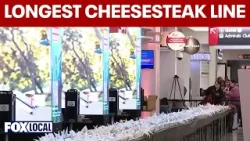 Philadelphia International Airport sets record for longest line of cheesesteaks.mp4
