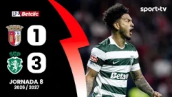 Resumo: Braga 1-3 Sporting - Liga Portugal Betclic | sport tv