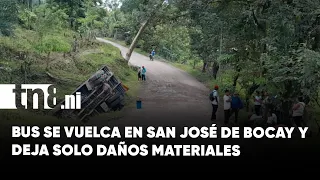 Bus overturns in San José de Bocay, Jinotega, resulting in property damage and no injuries to pas...