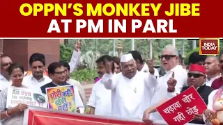 Opposition Holds Protest Against PM Modi |  Lok Sabha Adjourned Sine Die | Parliament | Kharge